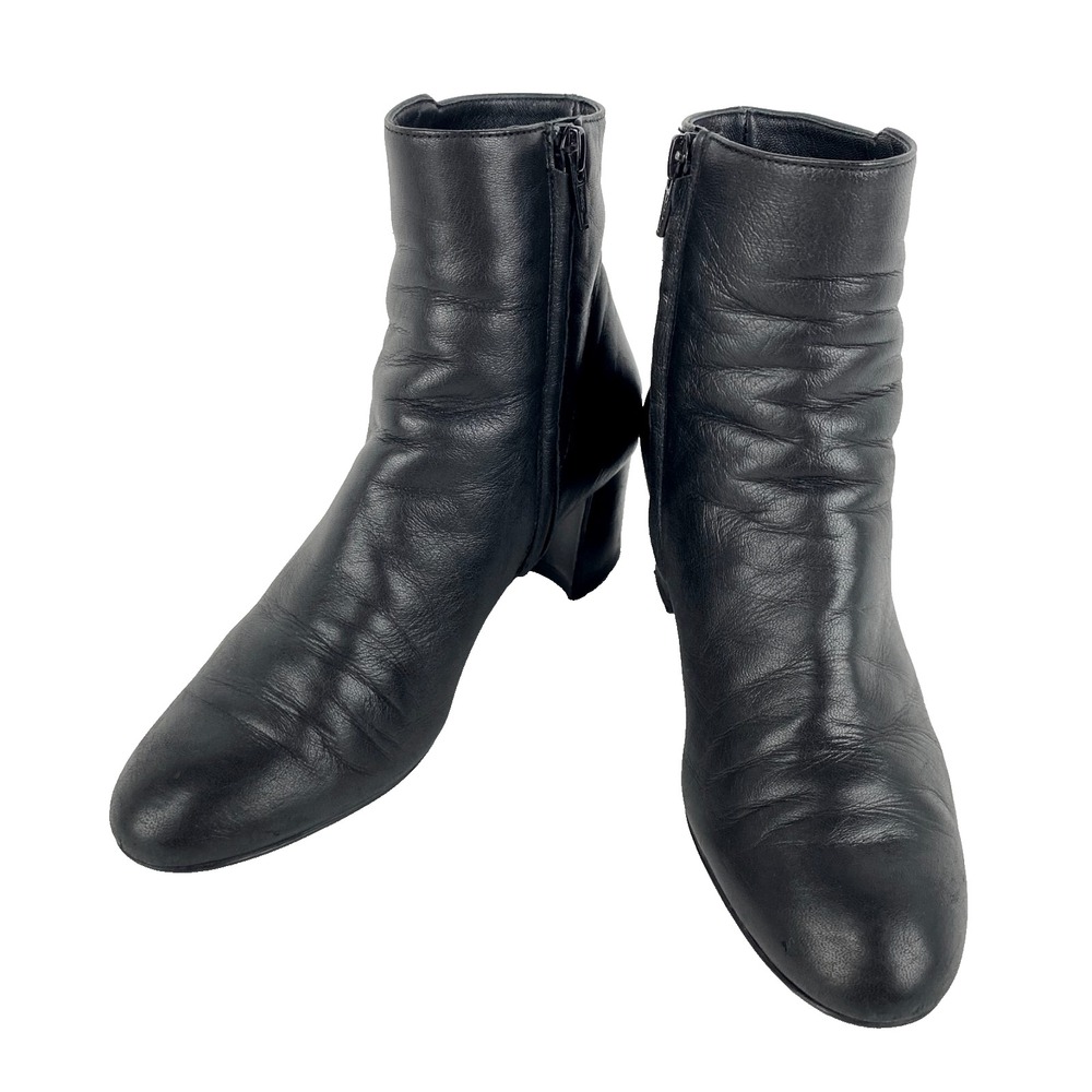 AGL Attilio Giusti Leombruni Leather Ankle Boots Women 5 Black 35 Smooth, Zip